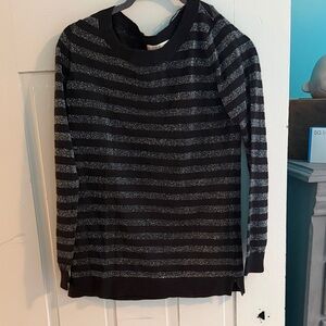 Michael Kors Black and Silver Striped Knit Sweater
